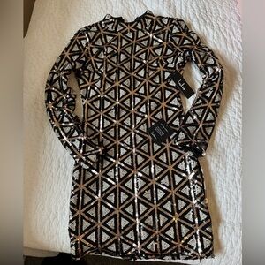Lulu's Black and Gold Sequin Mini Dress